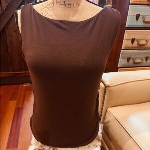 OGL Brown Sleeveless boat Neck Tank Top